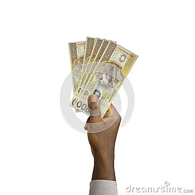 Black Hand holding polish zÅ‚oty notes Stock Photo