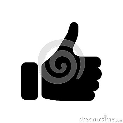 Black hand silhouette with thumb up. Gesture of like, agree, yes, approval or encouragement. Simple flat vector Vector Illustration