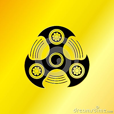 Black Hand Spinner Emblem Vector Illustration