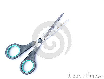 Black-handled scissors Stock Photo