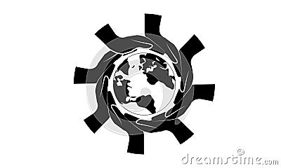 Black Hands Around of World and World Help Concept Vector Illustration