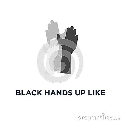 black hands up like volunteer crowd icon, symbol simple style trend teamwork graphic minimal design concept of money or food Vector Illustration