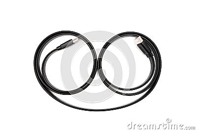 Black HDMI power cable socket isolated on white background Stock Photo