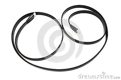 Black HDMI power cable socket isolated on white background Stock Photo