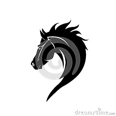 Black head horse icon vector in modern flat style for web Vector Illustration