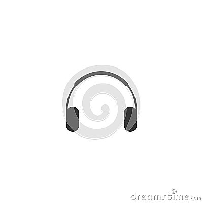 Black headphones icon. Flat vector earphones icon isolated on white. Listen sound sign. Vector Illustration