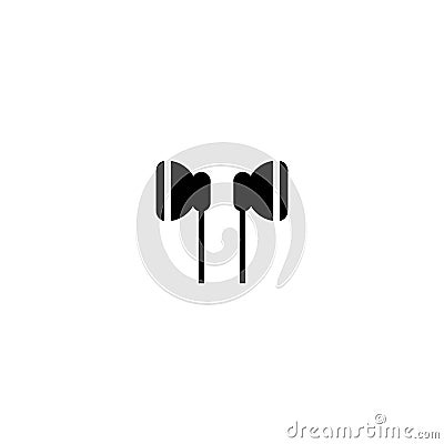 Black headphones icon. Flat vector earphones icon isolated on white. Listen sound sign Stock Photo