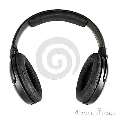Black headphones isolated Stock Photo