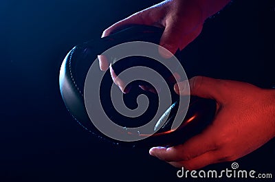 Black headphones Stock Photo