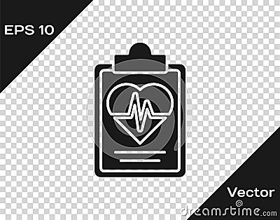 Black Health insurance icon isolated on transparent background. Patient protection. Security, safety, protection Vector Illustration