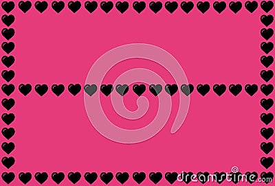 Black Heart Shape on Pink Background. Hearts Dot Design. Can be used for Articles, Printing, Illustration purpose, background, Stock Photo