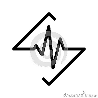 Black heartbeat icon. Abstract medical symbol. Vector heartbeat icon Vector Illustration