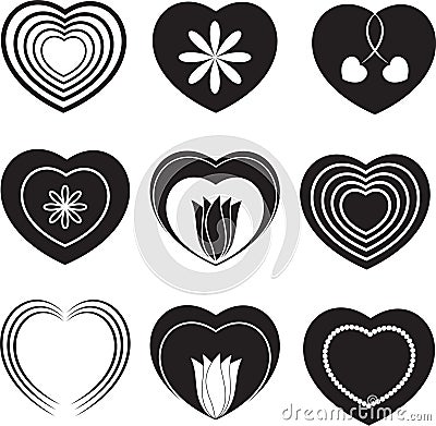 Black Hearts, White Hearts, Hearts Vectors Stock Photo