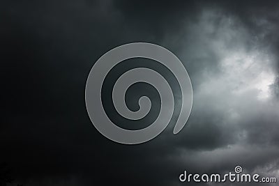 Black heavy clouds with hole Stock Photo