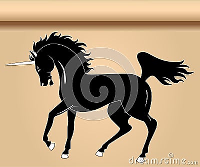 Black heraldic unicorn Vector Illustration