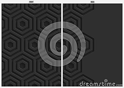 Black hexagon paper abstract background, front and back Vector Illustration