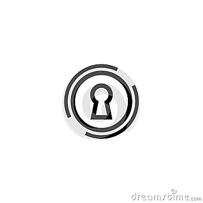 Black hey hole in circle. line icon. Padlock, lock symbol isolated on white Cartoon Illustration