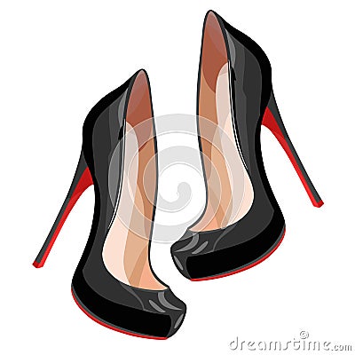 Black high-heeled shoes Vector Illustration
