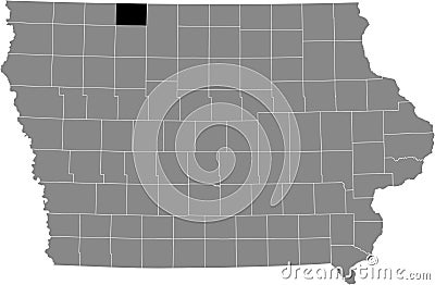 Location map of the Emmet County of Iowa, USA Vector Illustration