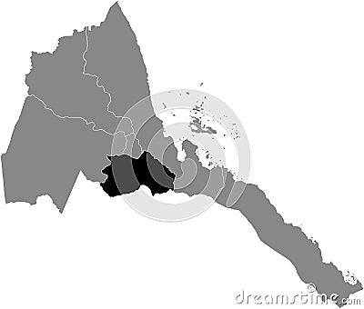 Location map of the Southern region of the State of Eritrea Vector Illustration