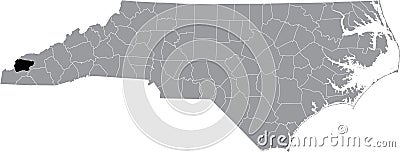 Location map of the Graham County of North Carolina, USA Vector Illustration