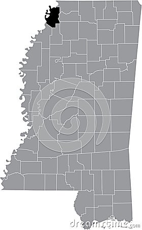 Location map of the Tunica County of Mississippi, USA Vector Illustration