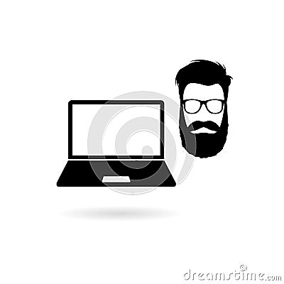 Black Hipster laptop icon or logo Vector Illustration