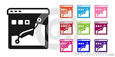 Black Histogram graph photography icon isolated on white background. Set icons colorful. Vector Vector Illustration