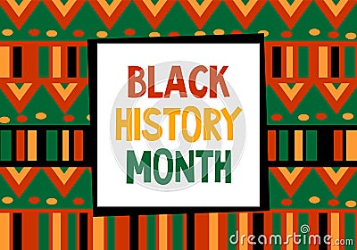 Black history month celebration vector banner. Art with ethnic African patterns. African-American History Month Vector Illustration