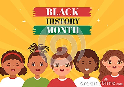 Black History Month Template Hand Drawn Cartoon Flat Background Illustration of African American Holiday to Promote Vector Illustration