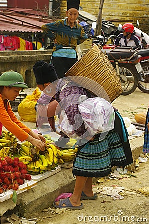 Black Hmong grandmother in market Editorial Stock Photo