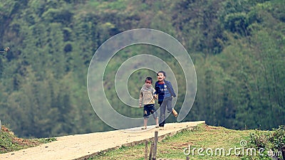 Black Hmong tribe children Stock Photo