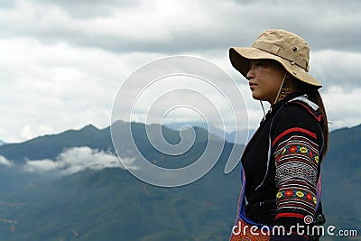 Black Hmong Tribe woman contemplating Stock Photo