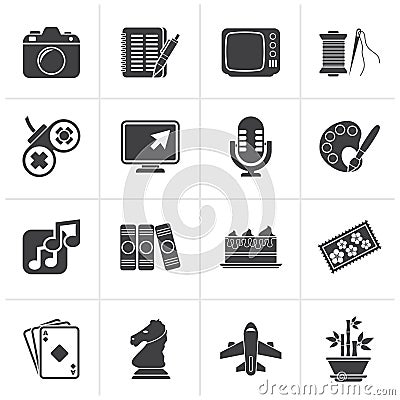 Black Hobbies and leisure Icons Vector Illustration