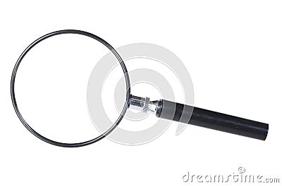 Black holder magnifying glass isolated on white Stock Photo