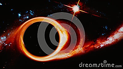 Black hole bending space Cartoon Illustration