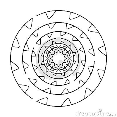 Black hole circle vector mandala coloring book Vector Illustration