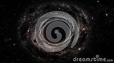 Black hole in the galaxy, Black hole system. Deep space black hole. Singularity of massive black hole. Stock Photo