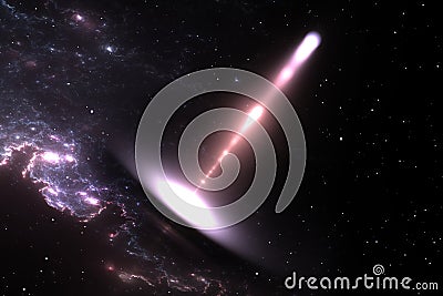 Black hole is shooting particle jets Cartoon Illustration
