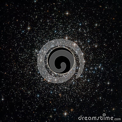 Black hole in the universe. Wormhole and stars in outer space. Astrophysics concept for background. Galaxy center with Stock Photo