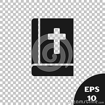 Black Holy bible book icon isolated on transparent background. Vector Vector Illustration