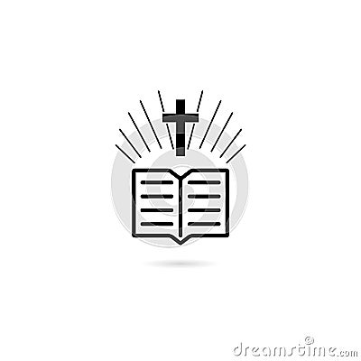 Black Holy Bible Flat icon or logo Vector Illustration
