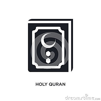 black holy quran isolated vector icon. simple element illustration from religion concept vector icons. holy quran editable logo Vector Illustration