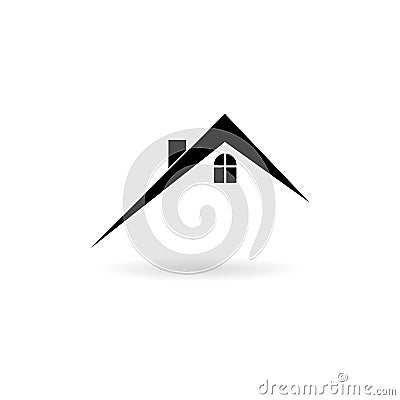 Black Home roof icon, Real estate symbol Stock Photo