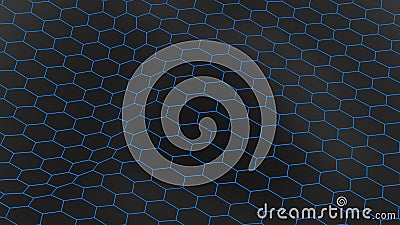 Black honeycomb tridimensional background Cartoon Illustration