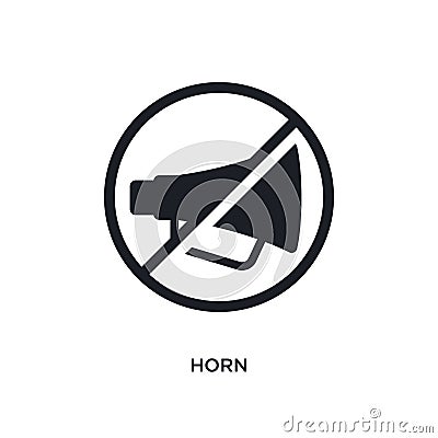 black horn isolated vector icon. simple element illustration from traffic signs concept vector icons. horn editable logo symbol Vector Illustration