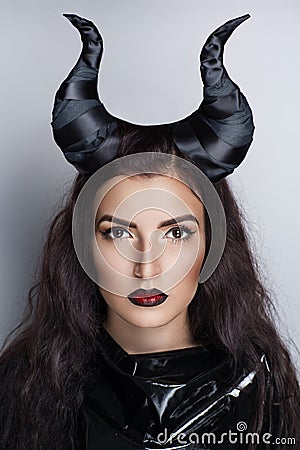 Black horns of Maleficent Stock Photo