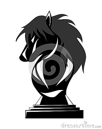 Black horse, stylized animal, chess piece, isolated. Cartoon Illustration