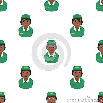 Black Hostess Avatar Icon Seamless Pattern Vector Illustration