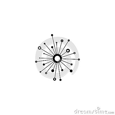 Black hub network connection line icon isolated on white. Tech or technology logo. Vector Illustration